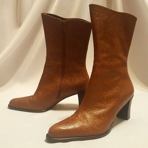 A. Marinelli Archer Embossed Leather Heeled Boots